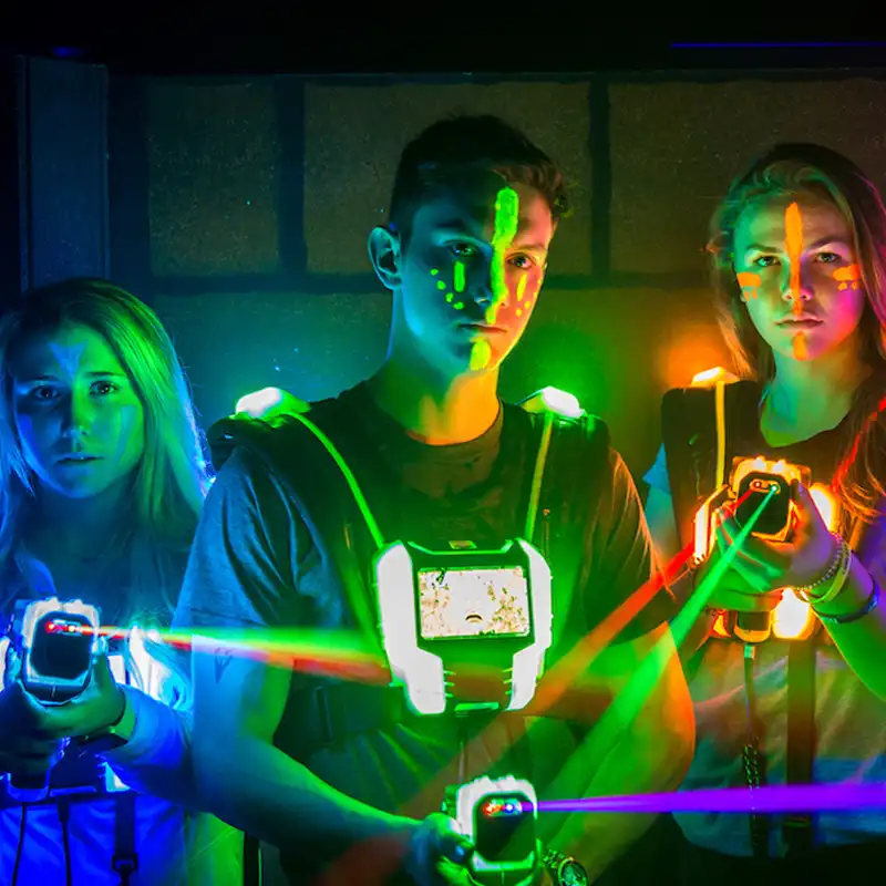 photo of kids playing laser tag