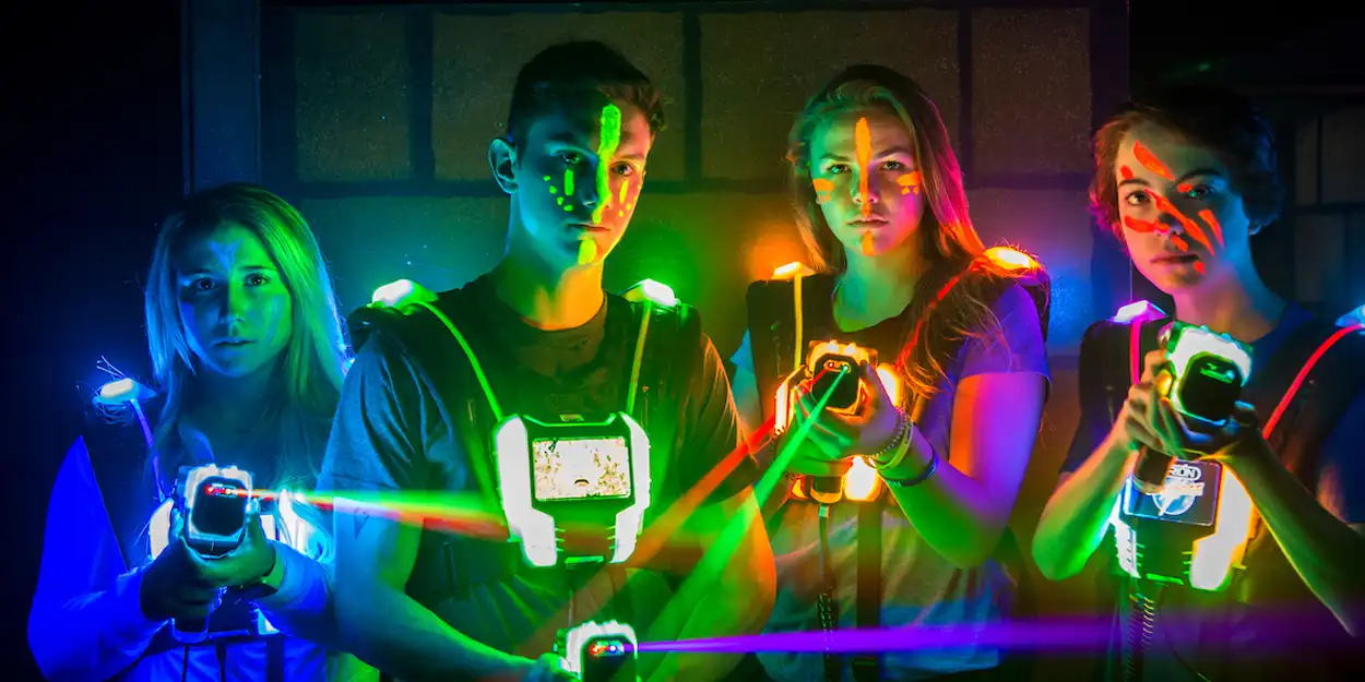photo of kids playing laser tag