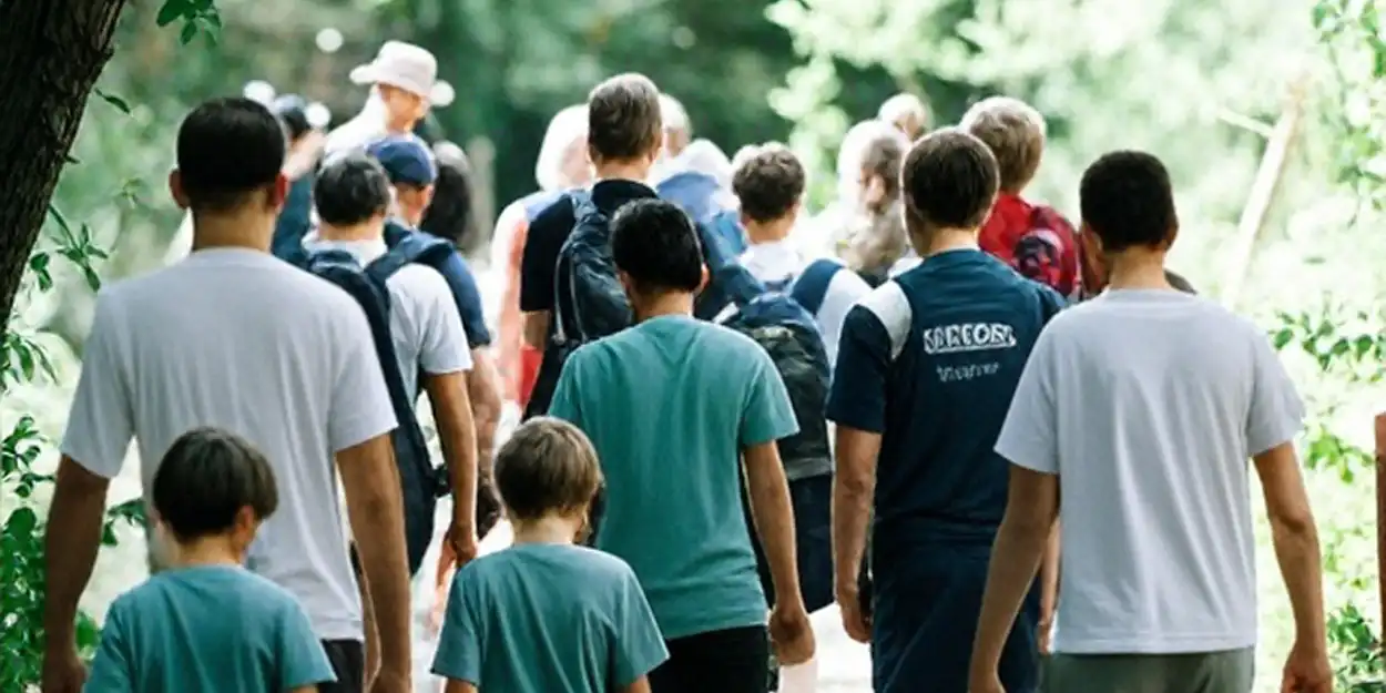 image of families hiking